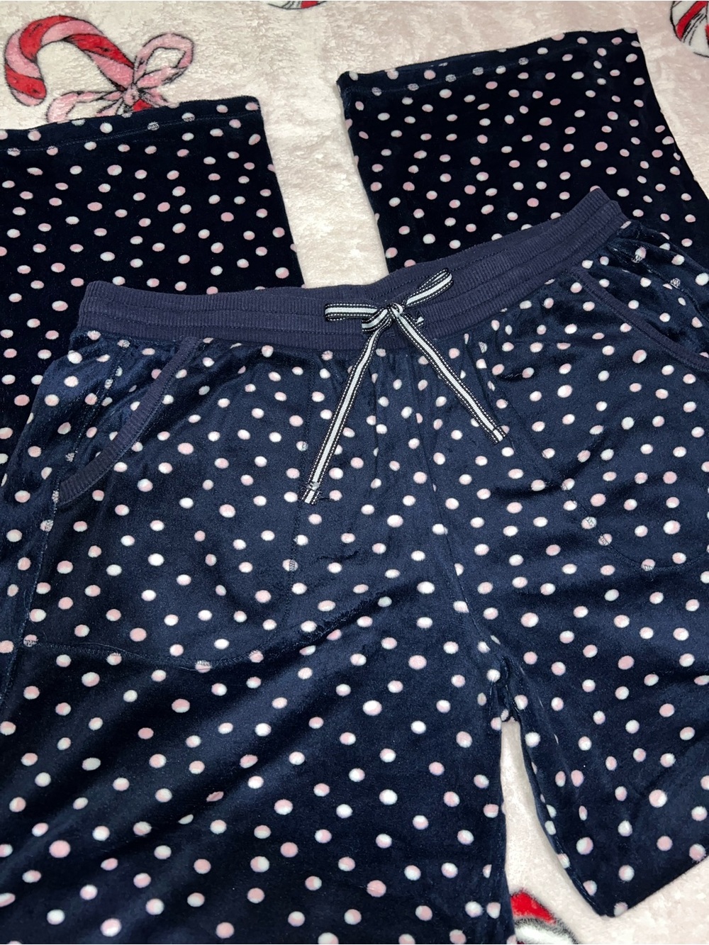 Women's Navy Polka Dot Cozy Joggers - Soft Lounge Sweatpants